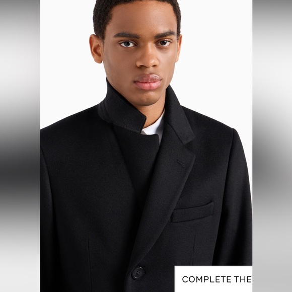 Armani Collezioni Men's Black Cashmere Overcoat Size 42 - Picture 3 of 16